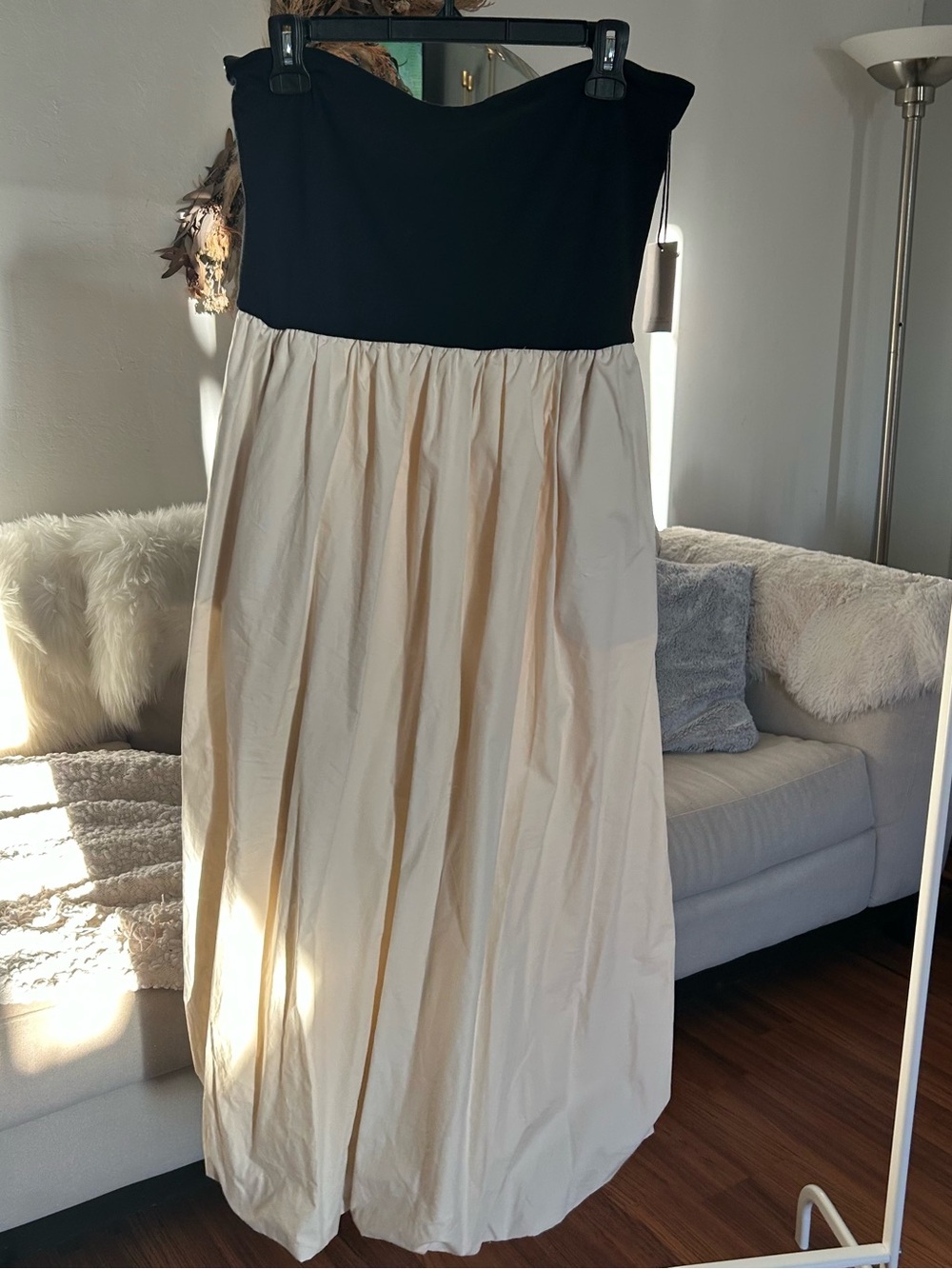 Sincerly Jules Black & Cream Strapless Maxi Skirt Dress